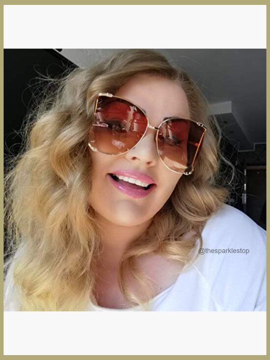 Oversized Semi Rimless Sunglasses Metal Frame Pearl Design Retro main image 4